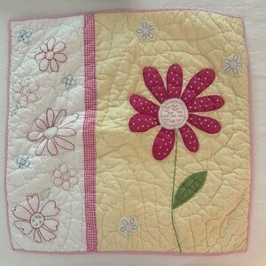 Pottery Barn Kids, floral euro sham pillow cover - pink/yellow daisy - PBK